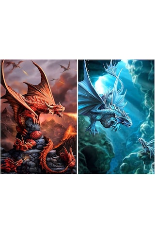 Prime 3d Ateş Ejderhası Ve Su Ejderhası İkili Puzzle 200 Parça 10244