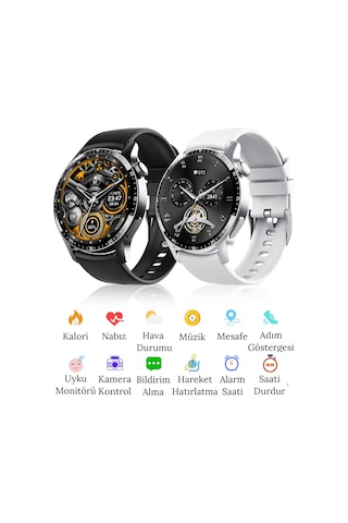 Spor Klasik Siyah Arama Yapan Erkek Akıllı Saat Android&ios Huawei Iphone Uyumlu Kol Saati