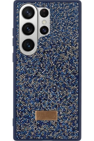 Samsung Uyumlu S26 Ultra Darbe Dayanıklı Işıltı Taş Detaylı Melt Silikon Kılıf Lacivert