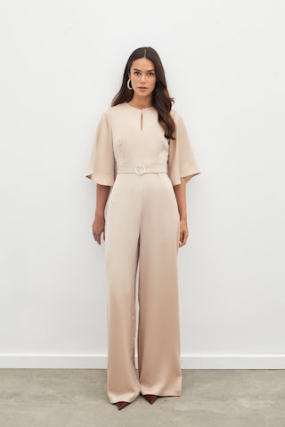 Sateen Kemerli Krep Tulum - Bej