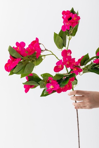 Yapay Lux Menekşe Dalı Fuşya 80 Cm 5 Yaprak Fuşya