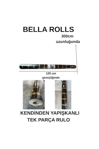 120cmx300cm Tek Parça Yapışkanlı Rulo Gold Çizgili Düz Parlak Siyah Duvar Paneli Kağıdı Şile Qm0132