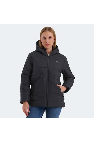 Slazenger CALLU Kadın Kapüşonlu Şişme Siyah Mont & Kaban