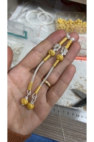 Klasik Model Kazaziye Yaldız Gümüş Kombin Tekli Püskül