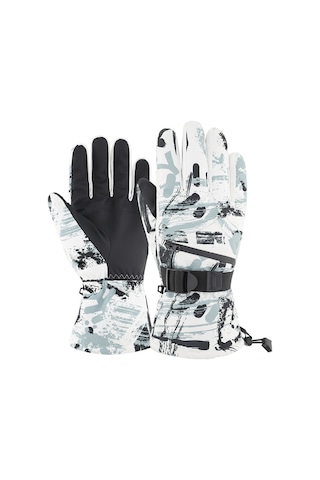 Geeksen Kışlık Erkek Kadın Çiftler İçin Isı Sağlayan Dokunmatik Ekranlı Su Geçirmez Bisiklet Eldiveni Beyaz Xl Beyaz