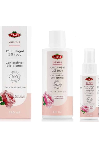 Otacı Doğal Gül Suyu 150 ML + Doğal Gül Suyu Yüz Sprey