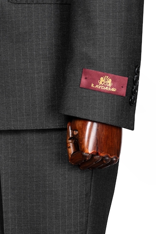 İlayda Emir Luxury, İtalyan Kesim, Slim Fit, Kruvaze, Çizgili, Erkek Takım Elbise Antrasit - Gri