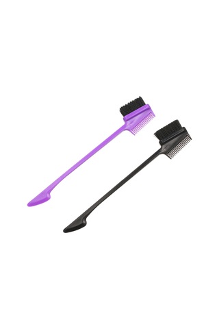 Lemestar Çift Uçlu Plastik/fiber Makyaj Fırçası - Kaş, Kirpik Ve Saç Tarama, Bölme Ve Düzenleme İşlevi - Rastgele Renk