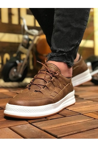 Erkek Taba Delikli Tasarımlı Bağcıklı Spor Ayakkabı - 040 - Cbt C-rey Taba