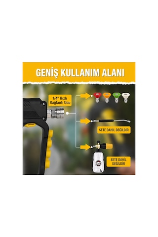 Robeve Bear Force Yüksek Basınçlı Yıkama Tabancası 345 Bar 5000 Psı 5 Li Nozul Seti 1/4 Quick Connect Kısa Yıkama Tabancası Oto Yıkama Tabancası Lavor Uyumlu
