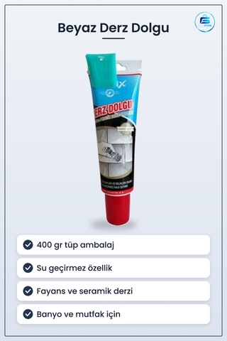 Beyaz Derz Dolgu 400 Gr Banyo Mutfak Fayans Onarım Macunu Su Geçi