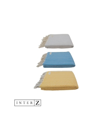 3'lü Set Peştemal Plaj Havlusu , %100 Pamuk , Xxl 100x180cm, Marmaris, Sarı-gri-mavi