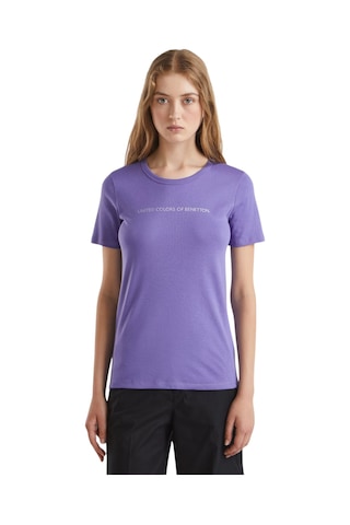 United Colors Of Benetton Kadın Benetton Yazılı Basic T-shirt Mavi
