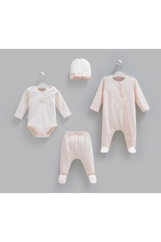 Caramell %100 Pamuk Fashion Girl Body Ve Pantolon 4'lü Set 50-62 Cm 0-3 Ay Somon Crml.smn.bpk2264