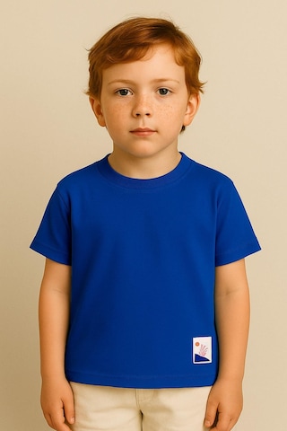 Erkek Çocuk %100 Pamuk Basic Tişört - Saks 3-4 Yaş 8-9 Yaş Saks Mavisi