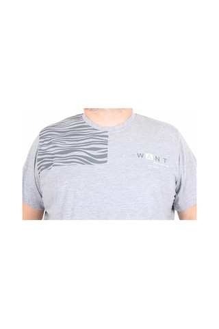 Starbattal Erkek Büyük Beden Sıfır Yaka Tişört Want 25160 Grı Melanj Gri Melanj