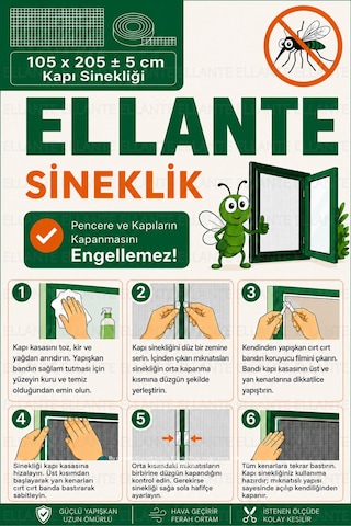 Mıknatıslı Tül Sineklik 105x205 Cm 5 Cm Kapı Sinekliği Otomatik Kapanan Manyetik Sistem Sinek V