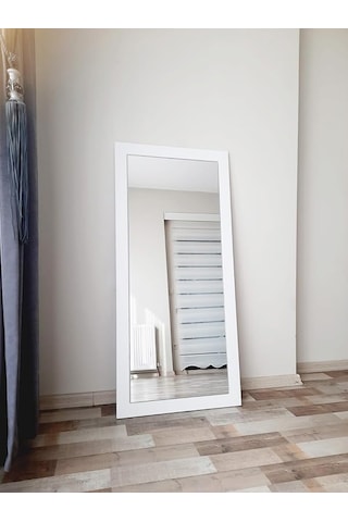 Dfn Wood Mdf Dikdörtgen Beyaz Duvar Salon Boy Aynası 140x60 Cm Çok Renkli