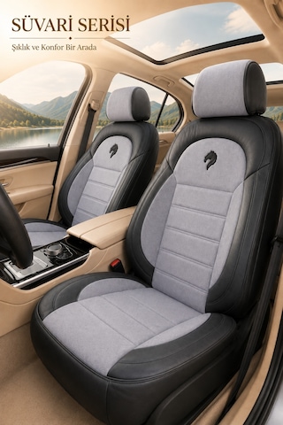Mercedes 190 W201 1990 Ve Sonrası Uyumlu Süvari Serisi Gri Siyah Oto Koltuk Kılıfı