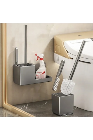 Konesam Duvarlı Tuvalet Fırçası Seti - Delme Yok Kurulum, Örtüşmeyen Temizlik, Hafif Depolama Rakı, Modern Siyah Tasarım Diğer