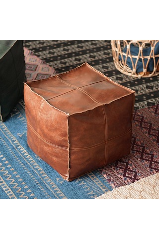 Suntek Magideal Boho Fas Puf Örtüsü Tabure Depolama Kare-kahverengi