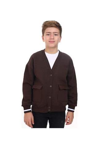 Toontoy Erkek Çocuk Baskılı Hırka Kahverengi