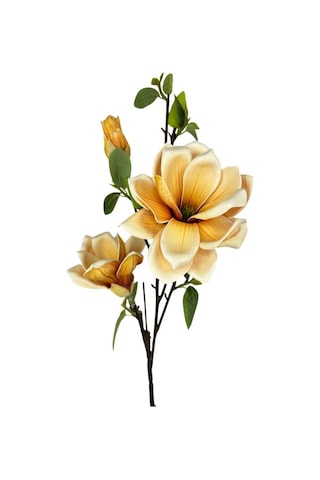Yapay Çiçek Eva Somon Manolya 3 Çiçekli Uzun Dal 90cm Gerçeksi Doku Somon