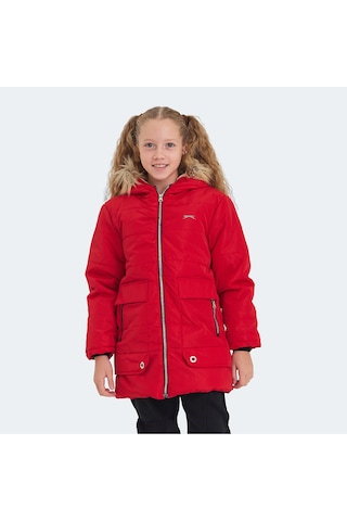 Slazenger CAMELIA Çocuk Kapüşonlu Kırmızı Mont & Kaban