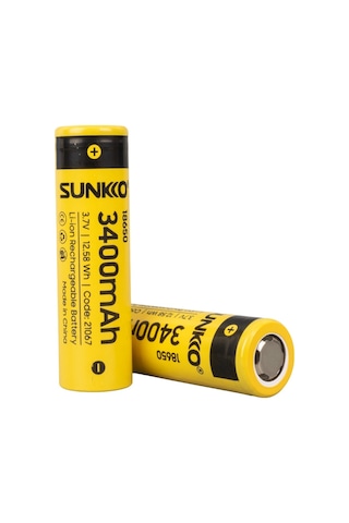 Sunkko 3.7 Volt 3400 Mah 18650 Şarj Edilebilir Pil 2 Adet Lityum İon Şarjlı Pil 18x65mm