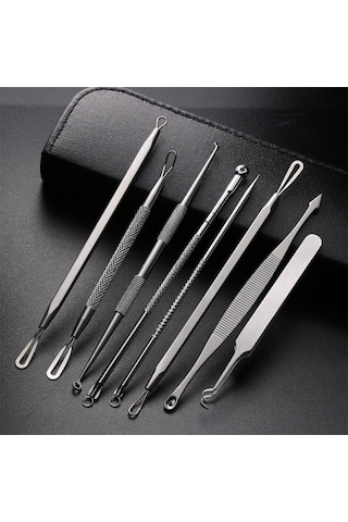 8 Adet/takım Paslanmaz Çelik Sivilce İğne Yüz Cilt Bakımı Siyah Nokta Sivilce Sökücü Komedon Akne Çıkarıcı Leke Tedavileri