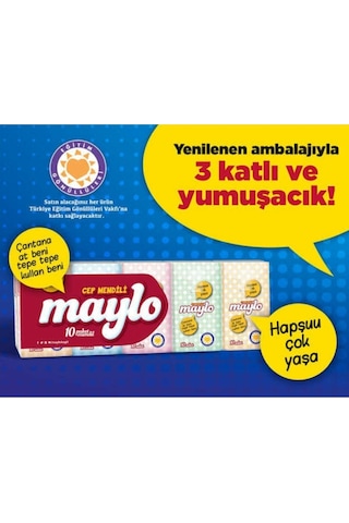 Maylo 500828 Kağıt Cep Mendil 10'Lu X 3 Paket