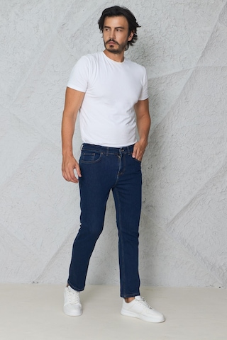 Blayn Jeans Erkek Lacivert Kot Pantolon Urban Fit Denim Esnek Rahat Kalıp Günlük Jean Pantolon Koyu Lacivert