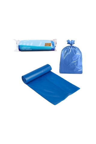 Çöp Torbası Jumbo Boy Mavi Çöp Poşeti 10'lu x 5 Paket