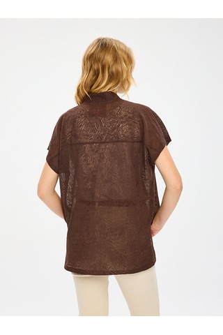 Faik Sönmez Resort Desenli Örme Yelek Kimono S26kmn008 Us26kmn00883 Koyu Kahve