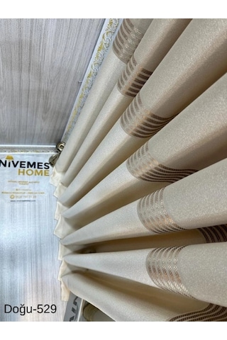 Nivemeshome Doğu Krem Ft671536 V-529 1/3 Sık Pileli Fon Perde Apm