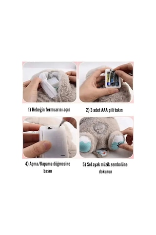 Pembe Tavşan Nefes Alan Peluş Oyuncak Müzikli Uyku Arkadaşı Peluş Oyuncak 35cm Çok Renkli