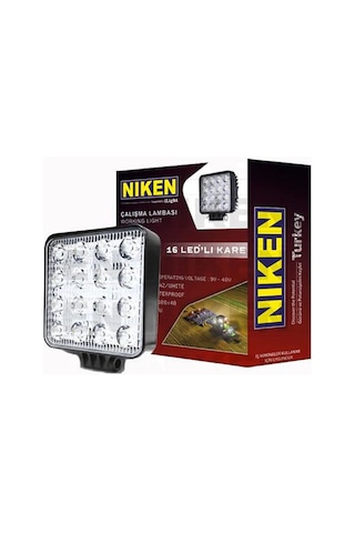 Niken Çalışma Lambası Off Road Sis Farı Lambası 16 Ledli Kare 16 Ledli