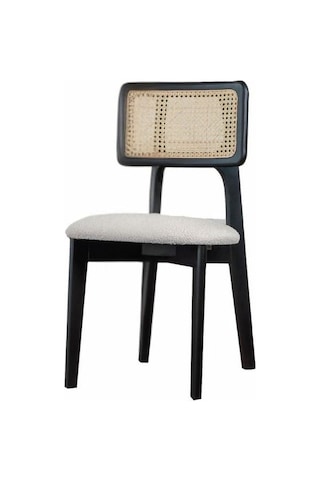 Zeus Hazeranlı Ahşap Bohem Sandalye Siyah - Beyaz