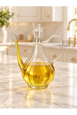 Qerhome Borosilikat Cam Glorry Yağlık Veya Sirkelik 700 Ml 2 Adet Çizgili Tasarım Stantsız Şeffaf