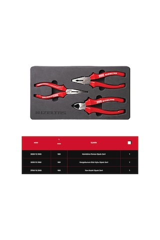 İzeltaş 3020 Opak Pense Yankeski Kargaburun Seti 160 MM 3 Parça - 3020002003