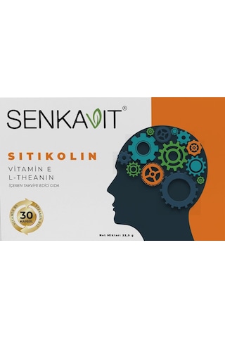 Senkavit Sitikolin L-Teanin ve Vitamin E İçeren Takviye Edici Gıda 2 x 30 Kapsül