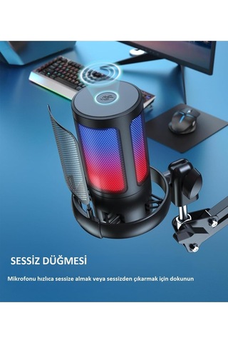 Tr Profesyonel Rgb Usb Mikrofon Seti Podcast Yayın Oyun Youtuber Stüdyo Ve İnfluencer Kayıt Mikrofonu