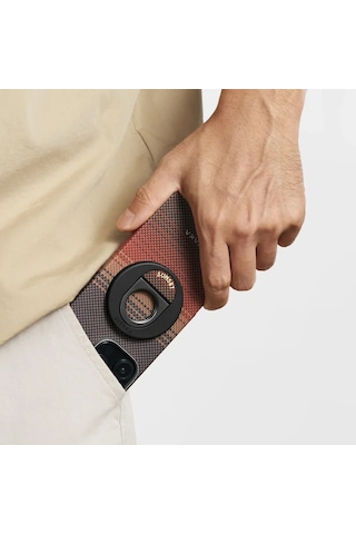 Apple Uyumlu iPhone 16 Pro Max Kılıf Magsafeli Yüzük Standlı Aramid Fiber Pitaka Tactile Woven Sunset Kapak
