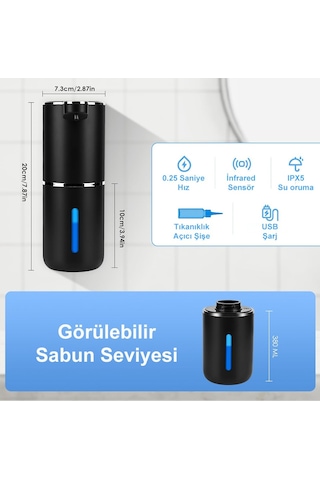 Greentech Sensörlü Usb Şarjlı Köpük Sabunluk / Gt-sd03s Siyah