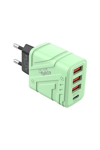 Dofolink 4 Port Çoklu Usb Şarj Aleti - 5v 3a Hızlı Şarj, Overheat Korumalı, Universal Uyumlu Yeşil