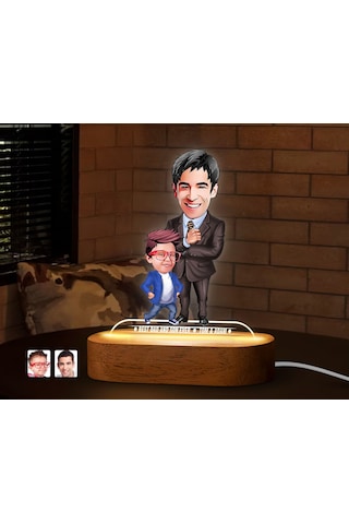 Bk Gift Kişiye Özel Baba-oğul Karikatürlü Dekoratif 3d Biblo Led Işıklı Gece Lambası-6, Babaya Hediye, Babalar Günü Hediyeleri Kobitmeyen138258 Bk Gif