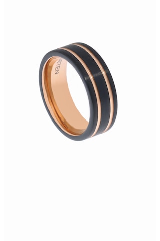 Erkek Tungsten Çift Bakır Çizgi Detay Yüzük Rose Gold
