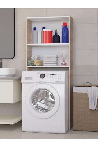 %100 Mdf Çamaşır Ve Kurutma Makinesi Dolabı, Beyaz Açık Raflı Çamaşır Makinesi Üstü Düzenleyicisi Sonoma-beyaz Sonoma - Beyaz