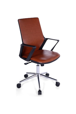 Ofisbazaar Lizz Kahverengi Deri Çalışma Koltuğu Ergonomik Şef Ve Toplantı Koltuğu Kahverengi Kahverengi