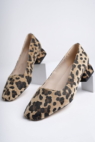 Muggo Lilith Garantili Kare Burunlu Kısa Topuklu Kadın Günlük Ayakakkabı Leopar